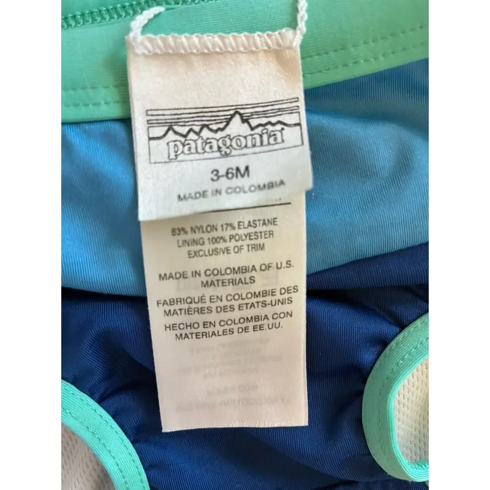 NEW Patagonia Baby Swim Briefs Bottom Diaper Cover 3-6 M Colorblock Blue Teal